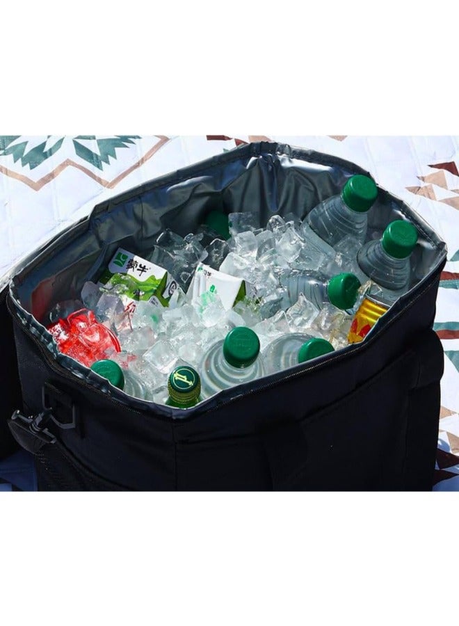 XX-Large Insulated Thermal Grocery Bag 47X27X30 Cm, 40L Black Color With Zipper Top Foldable Cooler Bag For Hot And Cold Food Storage Reusable Bag For Travel Lightweight Durable Eco-Friendly - Image 5