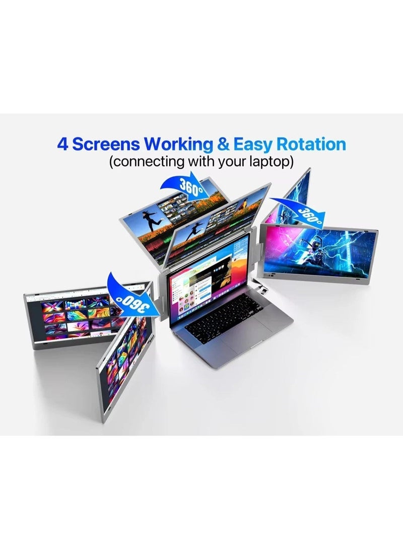 V2COM 15.6” Quad Screen Laptop Extender with Three External Displays, FHD 1080P IPS, 350 Nits, USB-C/USB-A, Portable Monitor for Business Multitasking - Image 2