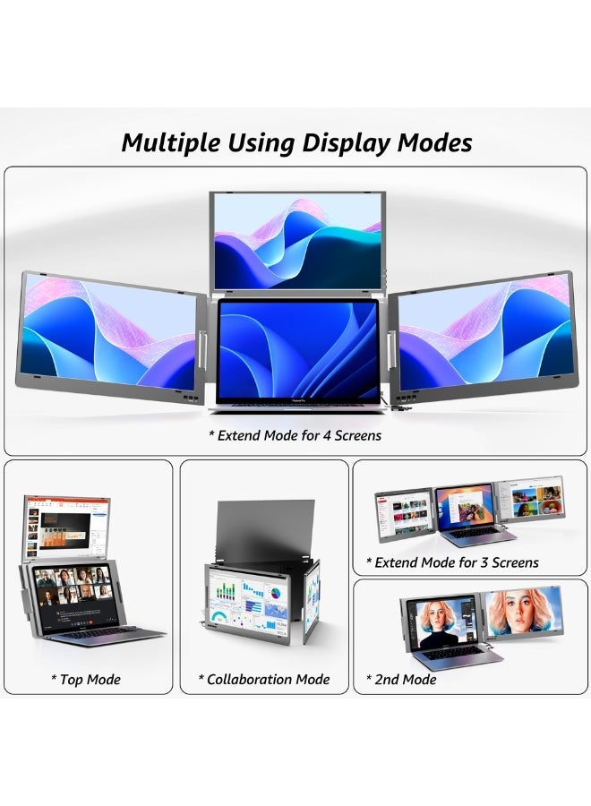 V2COM 15.6” Quad Screen Laptop Extender with Three External Displays, FHD 1080P IPS, 350 Nits, USB-C/USB-A, Portable Monitor for Business Multitasking - Image 5