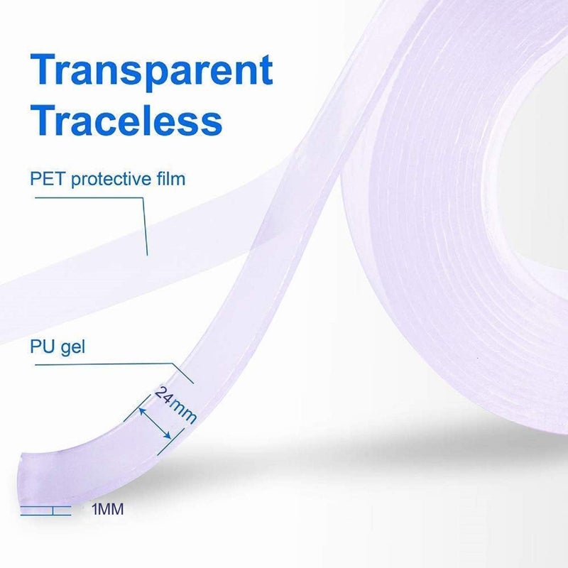D-Fix Double Sided Nano Adhesive Tape, Washable Traceless Nano Gel Tape, Stick To Glass, Metal, Kitchen Cellphone,Pads Or Tile Nano Tape Grip Tape Transparent. (2MM-NANO) - Image 4