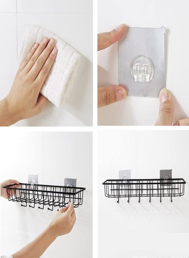 Dayish GI Metal Wall Mount Kitchen Spice Rack, Bathroom Shelf, Wardrobe Hanging Storage Shelf Holder and Bottle Storage Organizer Rack with 6 Hooks for Kitchen and Bathroom - Image 5