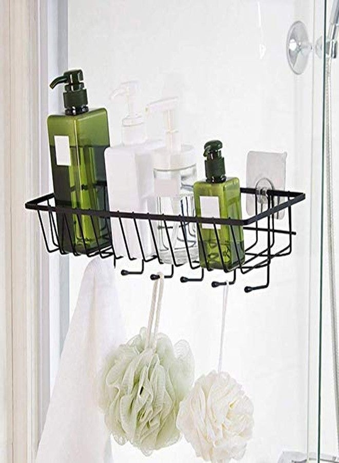 Dayish GI Metal Wall Mount Kitchen Spice Rack, Bathroom Shelf, Wardrobe Hanging Storage Shelf Holder and Bottle Storage Organizer Rack with 6 Hooks for Kitchen and Bathroom - Image 2