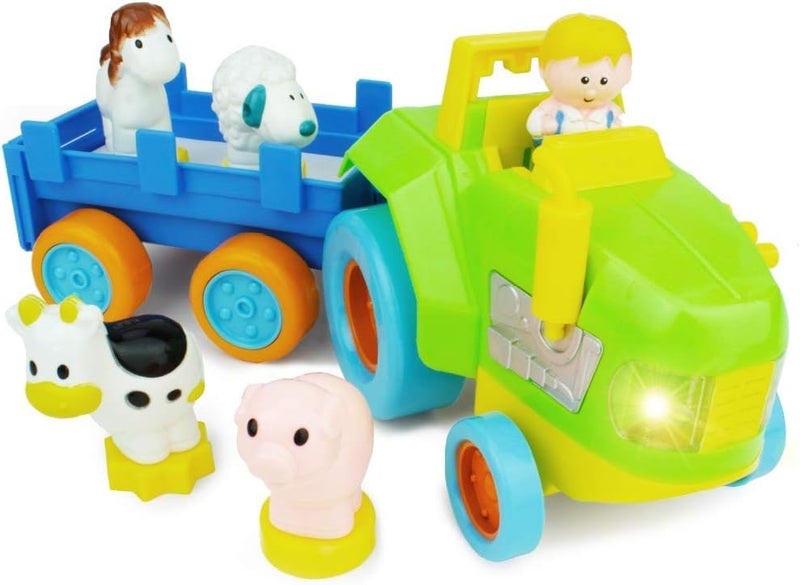 BOLEY Boley My First Farm Play Set  6 Piece Green Tractor with Trailer Farmer Figurine and Farm Animal Toys for Toddlers  Perfect for Kids Learning and Play - Image 1