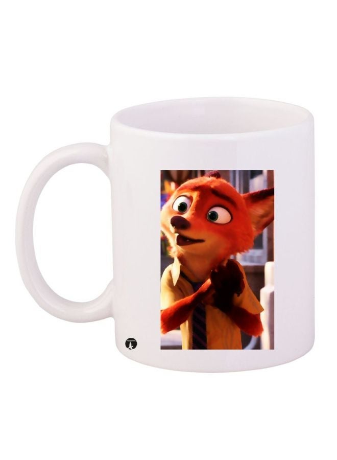 Cartoon Printed Coffee Mug White/Orange/Beige 11ounce