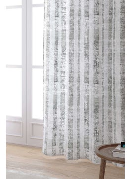 Cango Home White Gray Striped Abstract Patterned Digital Printed Curtain YLMS102-PR  - Image 2