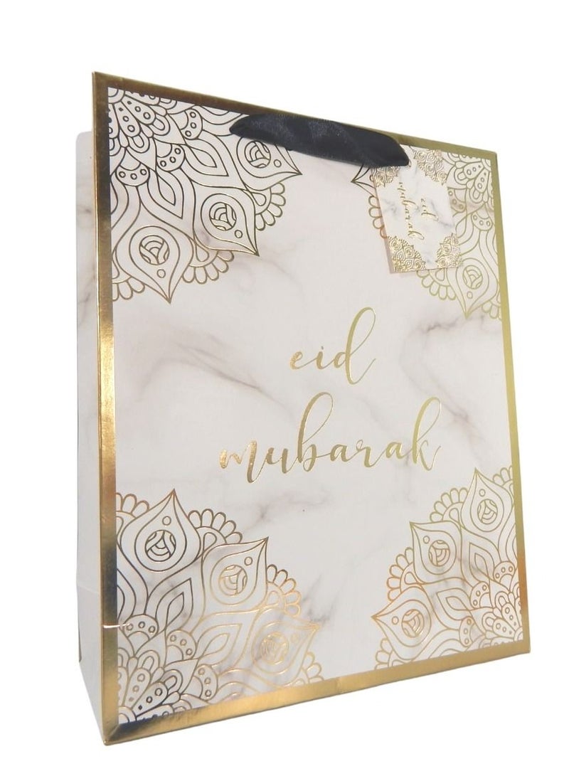 Peacock Supplies Peacock Supplies Marble & Gold Eid Mubarak Gift Bag - Elegant Celebration Packaging  - Image 2