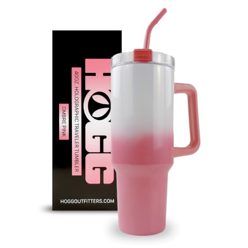 Hogg 40oz Traveler - Holographic Ombre Pink, 40 oz Sublimation Tumblers Bulk, Sublimation Tumblers with Handle - Image 1