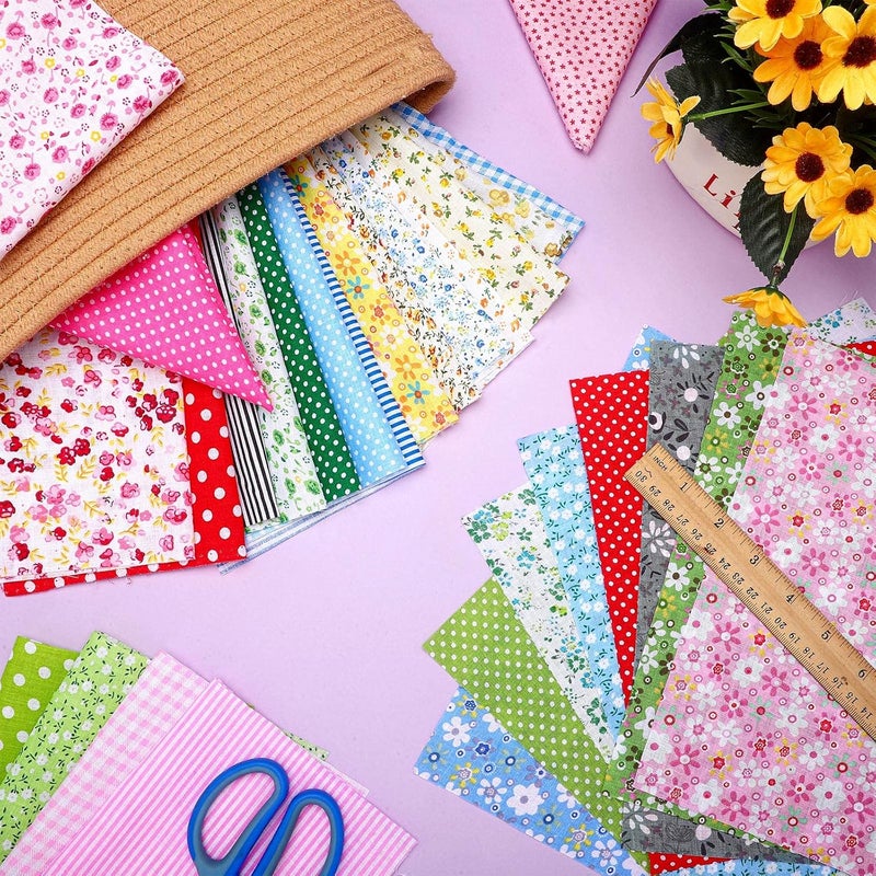 Boyiee 50 Pcs 10 x 10 Inches Cotton Fabric Squares Floral Material for Sewing Quilting Squares Precut Fabric Square Sheets Fat Quarters for DIY Scrapbooking Quilting Craft Patchwork - Image 4