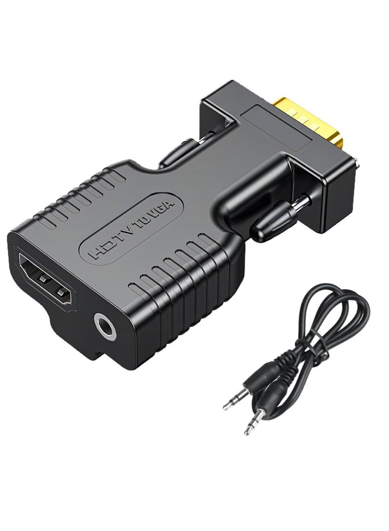 HDMI to VGA Adapter Converter, HDMI VGA Adapter Suitable for laptops, Old Computers, Monitors, projectors.HDMI to 3.5mmaudio Adapter, HDMI-To-Vga Adapters - Image 1