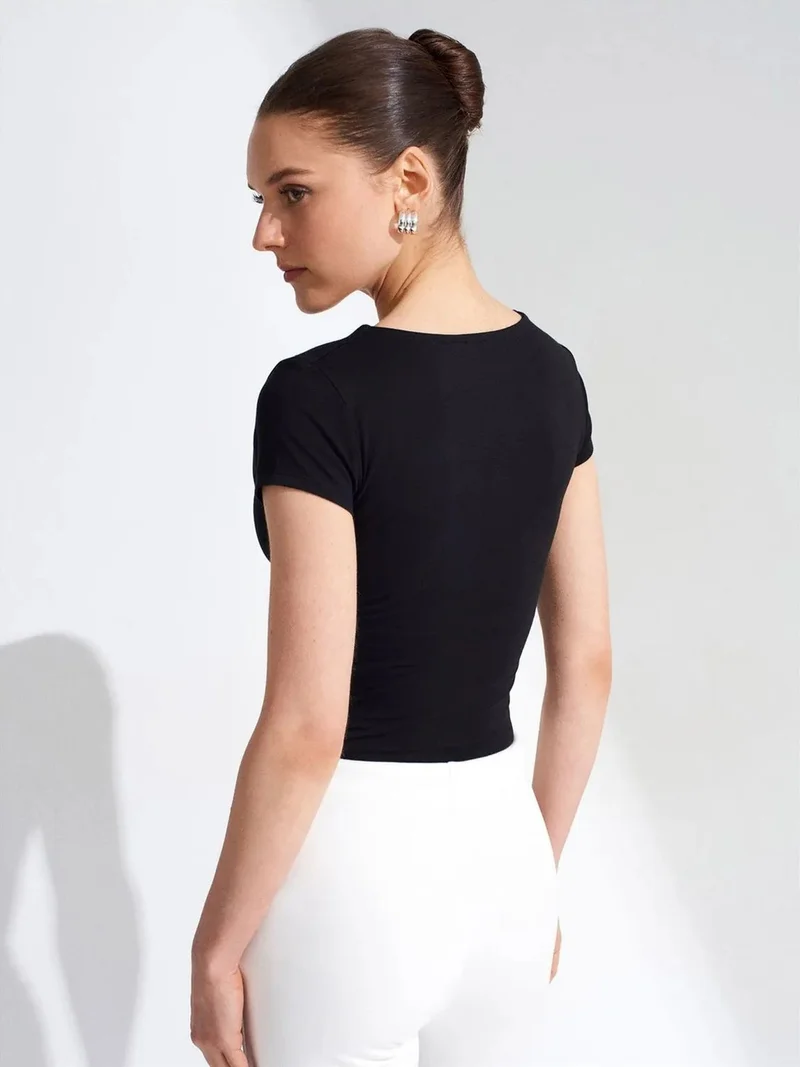 ديلفين DILVIN Slim Fit V-Neck Knit Blouse
