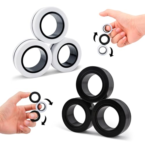 Cevioce 6 PCS Magnetic Ring Fidget Toys SetADHD Anxiety Magnetic Finger Spinner Pack for Teens Adults and KidsCoolest Magnet Stress Relief Toy for 8 Year Old Boys Girls Present - Image 1