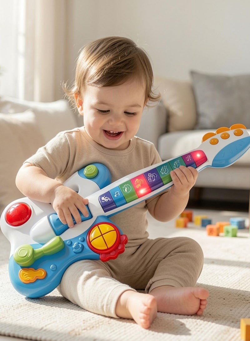 BAYBEE Electronic Dynamic Musical Guitar Toy For Kids Beginner With Pre-Loaded Tunes Flashing Lights Musical Instruments For Kids Learning Educational Toy Guitar For Children'S 1+Years Boys Girls - Image 1