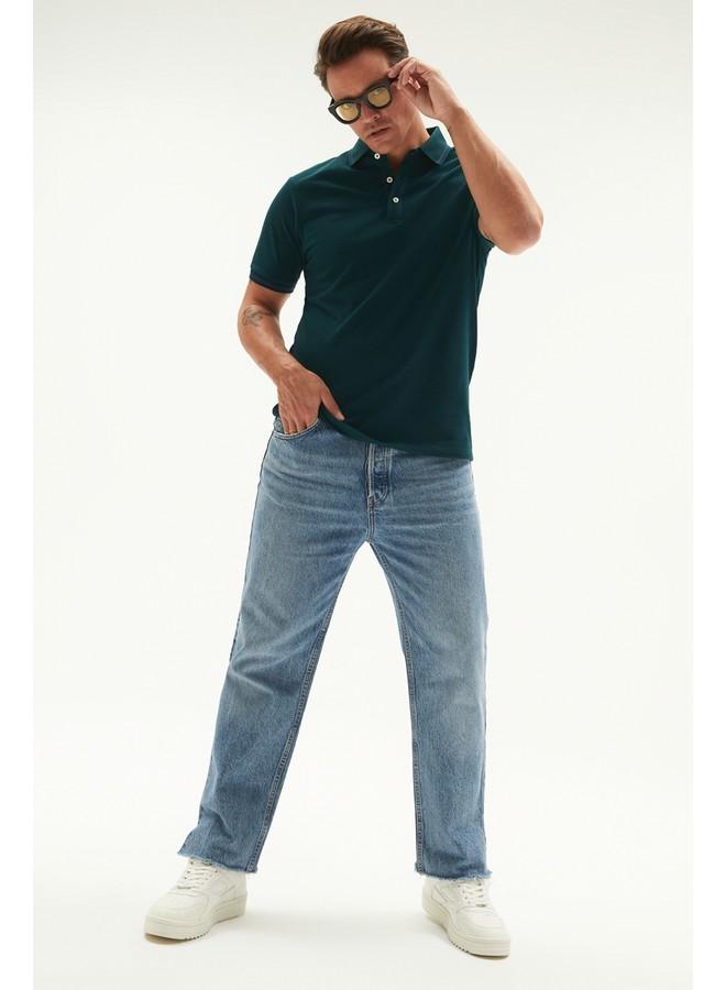 June Men Regular Fit Stripe Detailed Neck Polo Tshirt Naphta Colored - Image 4