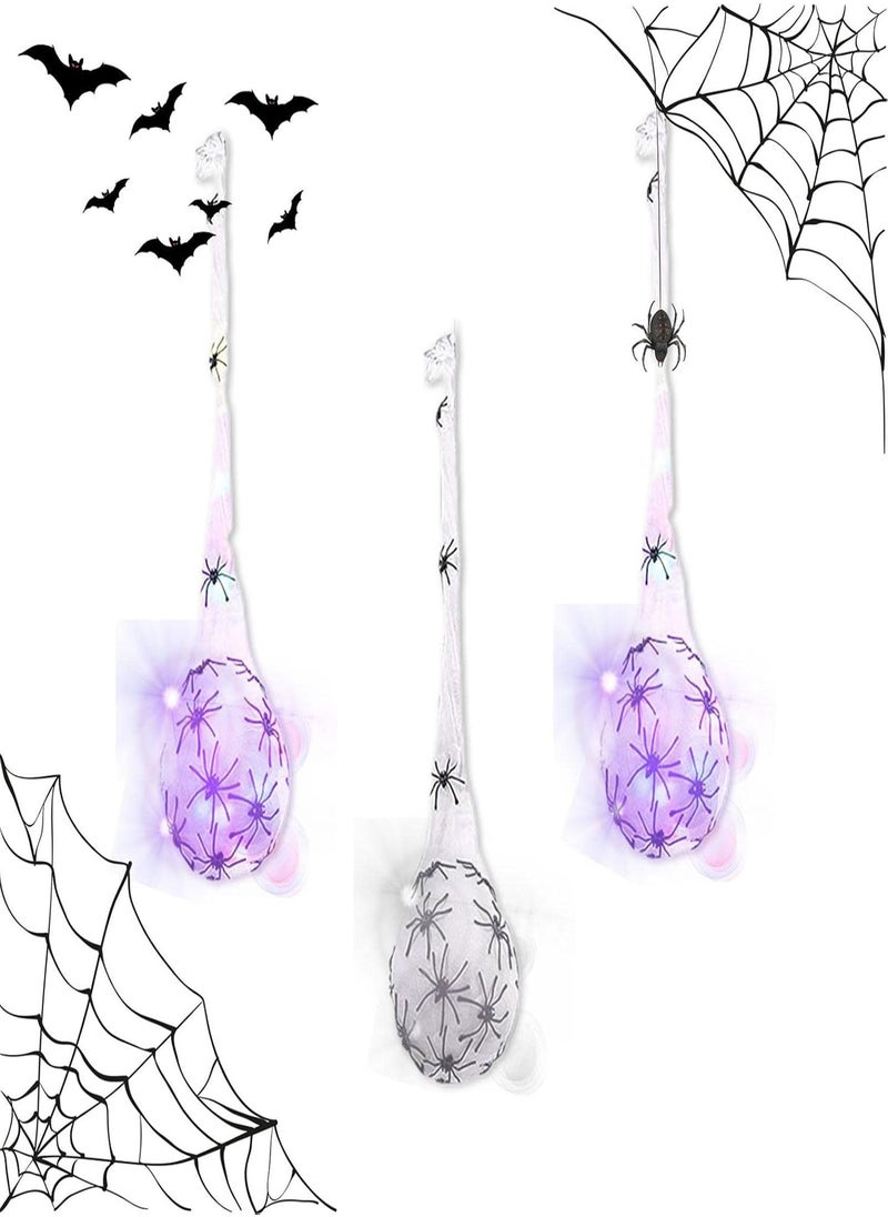 GGOOT - 10 Pcs 3 Pcs Halloween Decoration - Spiders Eggs Light Up,Wall Porch Lawn Party Supplies Hangings Decoration - Image 1