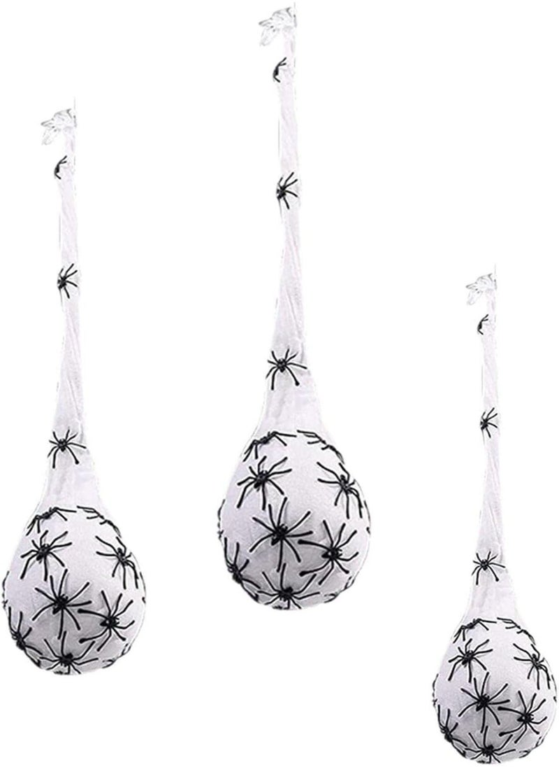 GGOOT - 10 Pcs 3 Pcs Halloween Decoration - Spiders Eggs Light Up,Wall Porch Lawn Party Supplies Hangings Decoration - Image 1