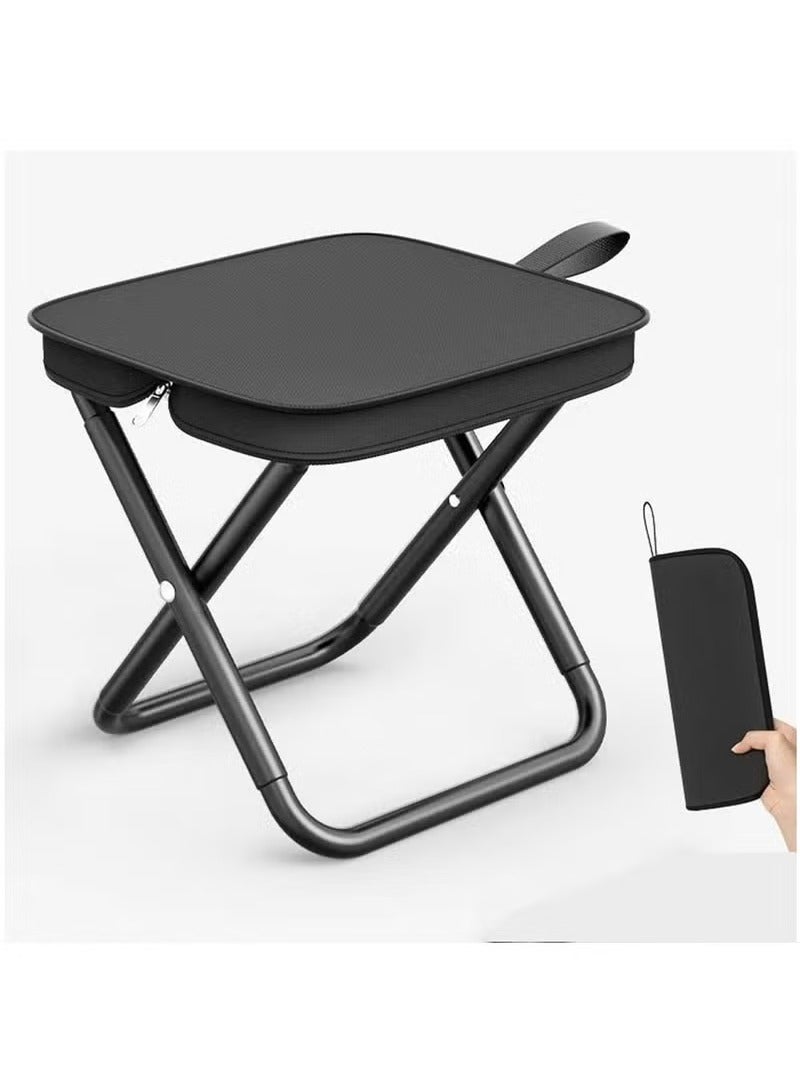 Arabest Portable Folding Camping Stool, Lightweight Zipper Packed Folding Chair, Lightweight Camp Stool for Outdoor, Backpacking, Travel, Hiking, Fishing (Black) - Image 1