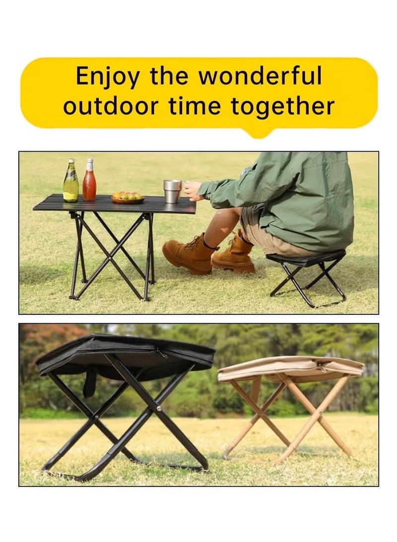 Arabest Portable Folding Camping Stool, Lightweight Zipper Packed Folding Chair, Lightweight Camp Stool for Outdoor, Backpacking, Travel, Hiking, Fishing (Black) - Image 5