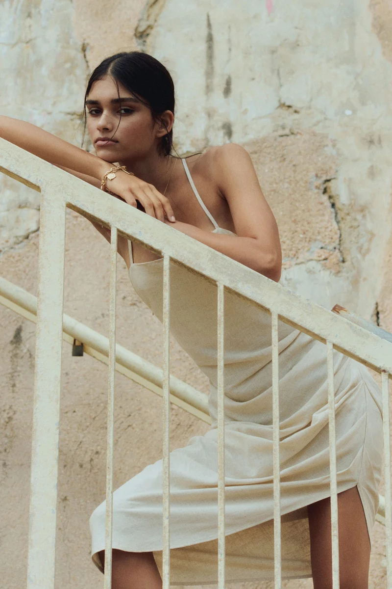 H&M Draped linen-blend dress