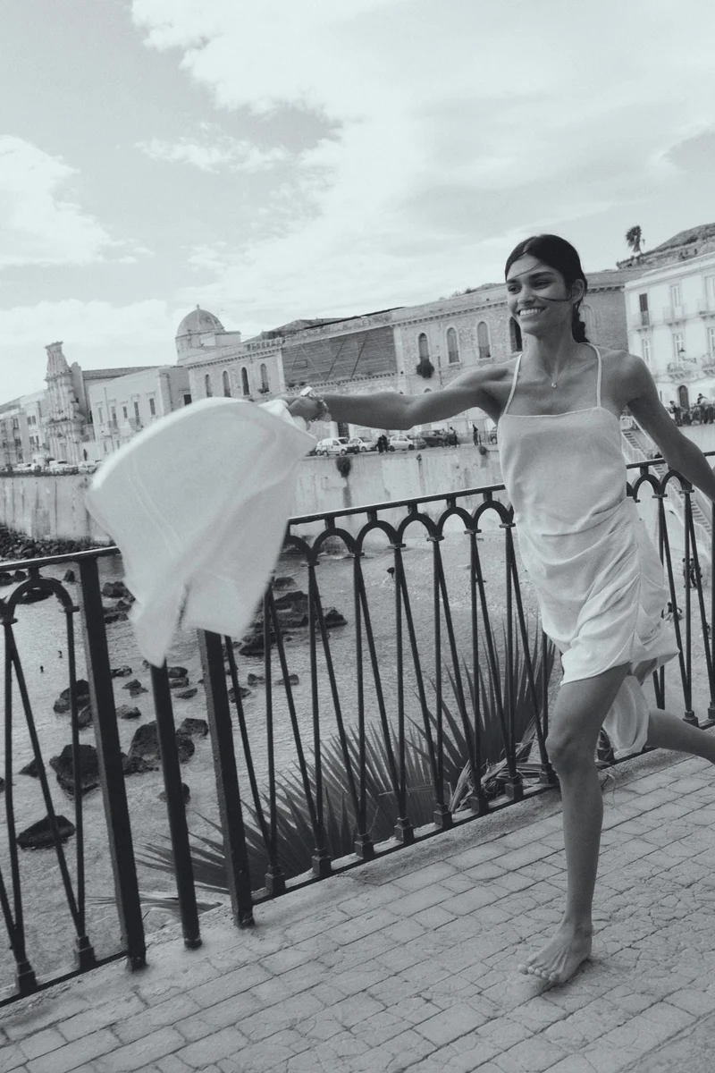 H&M Draped linen-blend dress