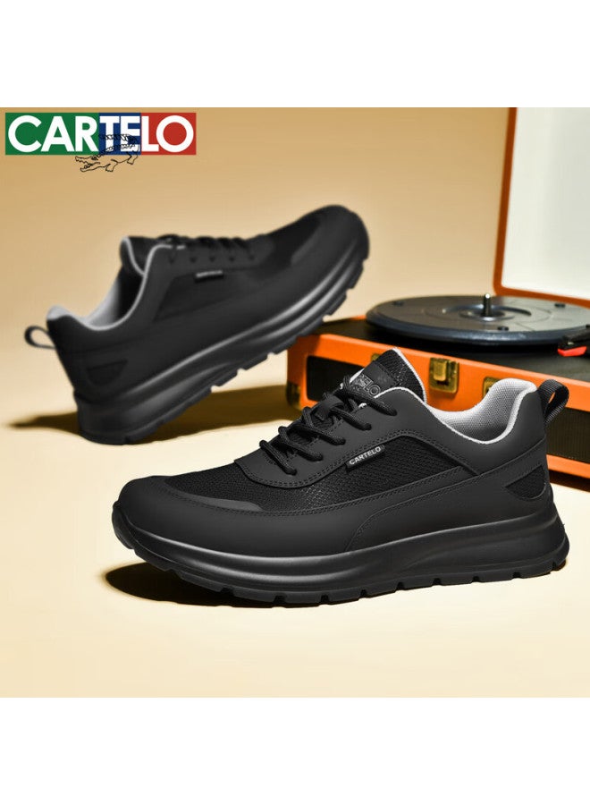 Cartelo Men's Casual Sneakers, Trendy Versatile Shoes, Low-top Breathable Mesh Shoes For Men, 5318 Black, Size 38 - Image 1