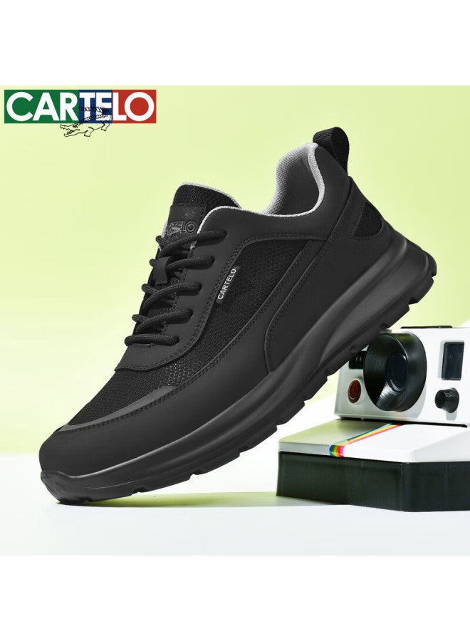 Cartelo Men's Casual Sneakers, Trendy Versatile Shoes, Low-top Breathable Mesh Shoes For Men, 5318 Black, Size 38 - Image 5