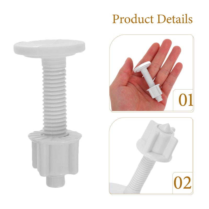 Toilet Seat Screw Kit 8 Pairs Hinge Bolts Nuts White 6 3 X 3 Cm Fixing Fasteners - Image 4
