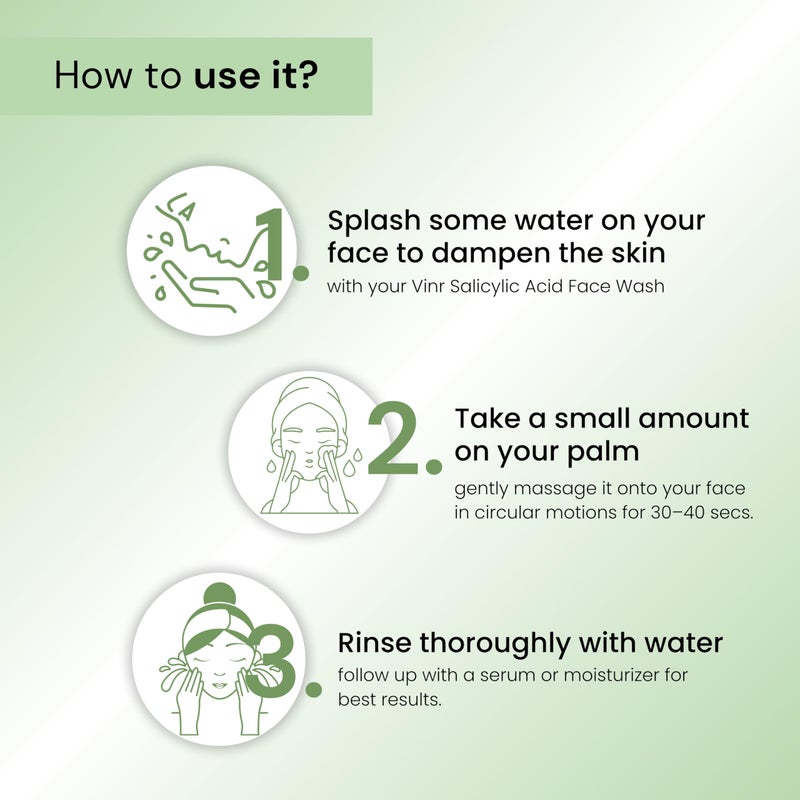 Vinr Anti-Acne Salicylic Acid 2% Face Wash, Oil Control | Sulfate-Free Formula | Suitable for Oily, Combination, and Acne-Prone Skin| For Women & Men| 100 ml - Image 4