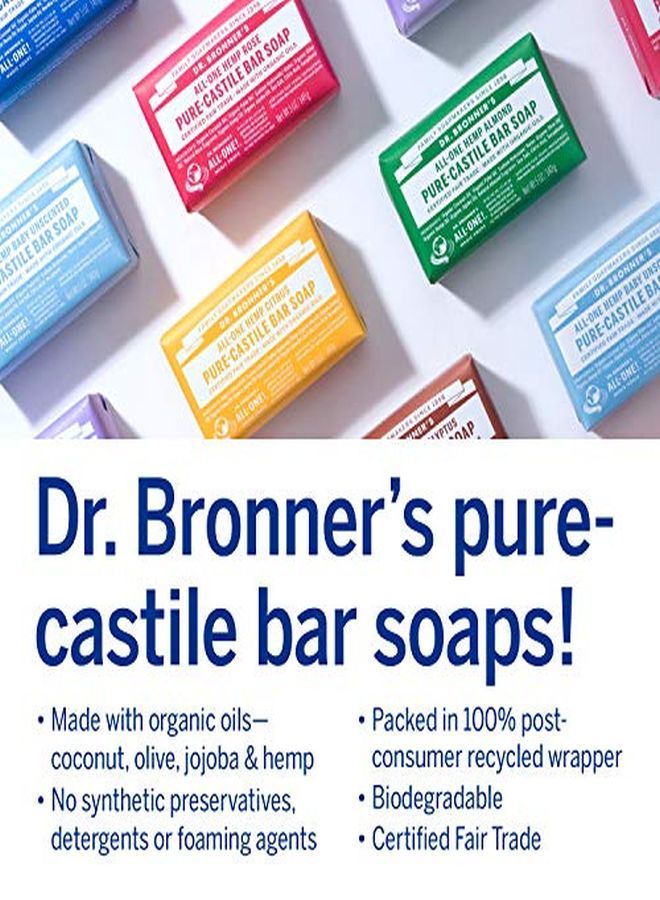 Dr. Bronner's Purecastile Bar Soap Rose 5 Ounce (3) And Lavender 5 Ounce (3)  Made With Organic Oils For Face Body And Hair Gentle And Moisturizing Biodegradable Vegan Crueltyfree Nongmo - Image 4
