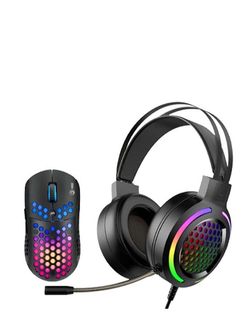 Marvo MH01BK Gaming Headset and Mouse Combo, Wired, Over-Ear