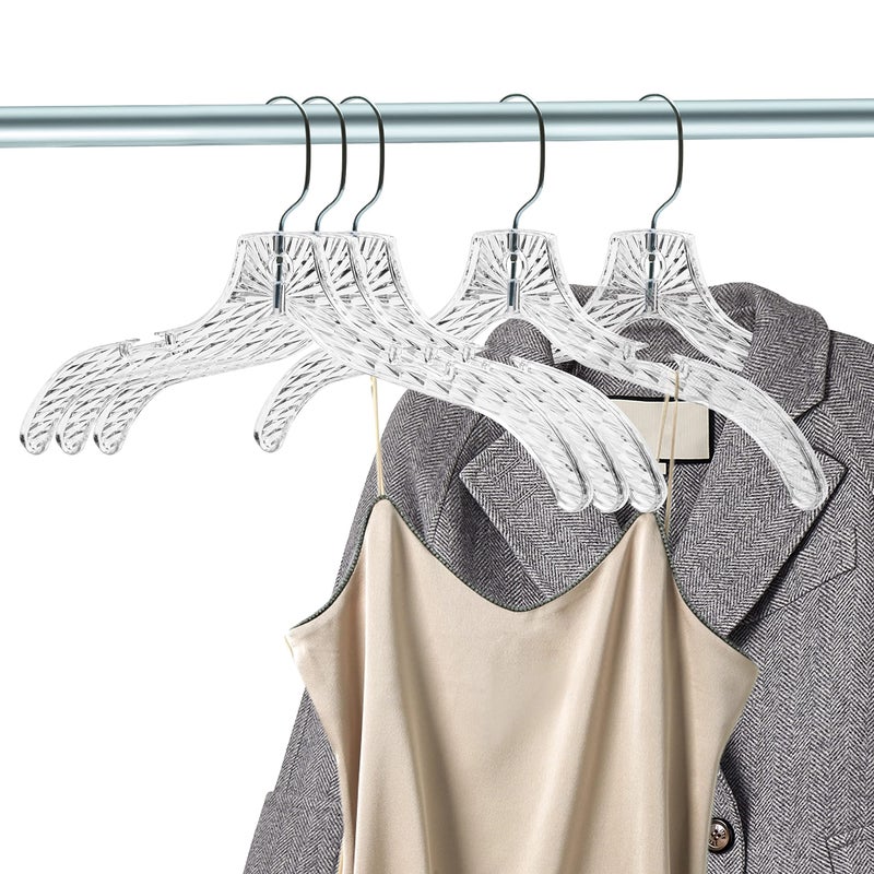 Quality Hangers Quality Clear Plastic Hangers 24 Pack - Crystal Cut for Shirts, Suits, Coats, Dresses Hangers, Heavy Duty & Nonslip Design with Swivel Hook, 17 inches - Image 4