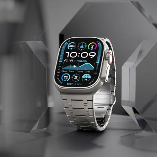 CHANCHY Stainless Steel Band Compatible with Apple Watch Ultra 3/2/1 Band 49mm, Series 11/10 46mm, 9/8/7 45mm, SE3/SE2/SE 6/5/4 44mm, 3/2/1 42mm, Metal Strap for Men Women, Titanium - Image 3