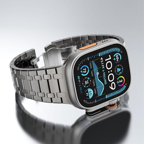 CHANCHY Stainless Steel Band Compatible with Apple Watch Ultra 3/2/1 Band 49mm, Series 11/10 46mm, 9/8/7 45mm, SE3/SE2/SE 6/5/4 44mm, 3/2/1 42mm, Metal Strap for Men Women, Titanium - Image 2