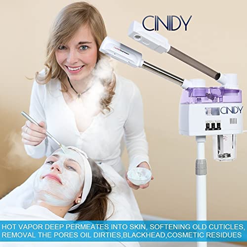 CINIDY 2 In 1 Nano Facial Steamer, A Hot And Cold Spary Facial Steamer With Double Tube Height Adjustable For Salon Spa Facial Skin Care Hydrating Beauty Instrument (white) - Image 5