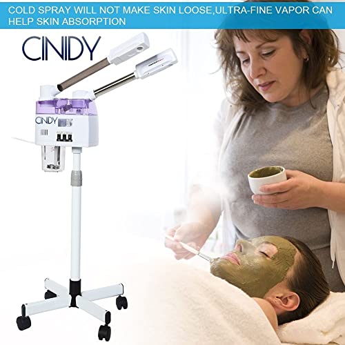 CINIDY 2 In 1 Nano Facial Steamer, A Hot And Cold Spary Facial Steamer With Double Tube Height Adjustable For Salon Spa Facial Skin Care Hydrating Beauty Instrument (white) - Image 4