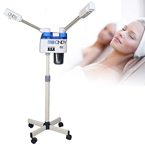 CINIDY 2 In 1 Nano Facial Steamer, A Hot And Cold Spary Facial Steamer With Double Tube Height Adjustable For Salon Spa Facial Skin Care Hydrating Beauty Instrument (white) - Image 1