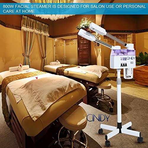 CINIDY 2 In 1 Nano Facial Steamer, A Hot And Cold Spary Facial Steamer With Double Tube Height Adjustable For Salon Spa Facial Skin Care Hydrating Beauty Instrument (white) - Image 3