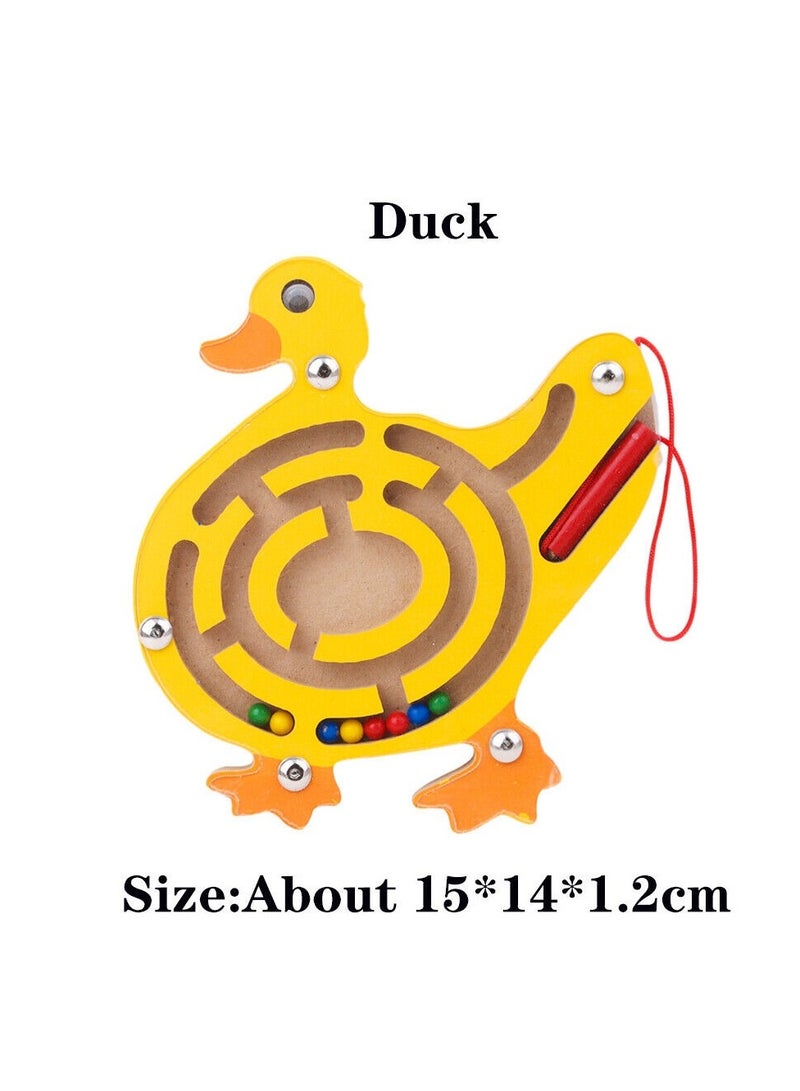 Wooden Magnetic Track Maze Toy Cute Animal Wooden Toy Brain Teaser Intellectual Jigsaw Board Kids Early Educational Puzzle Game - Image 2