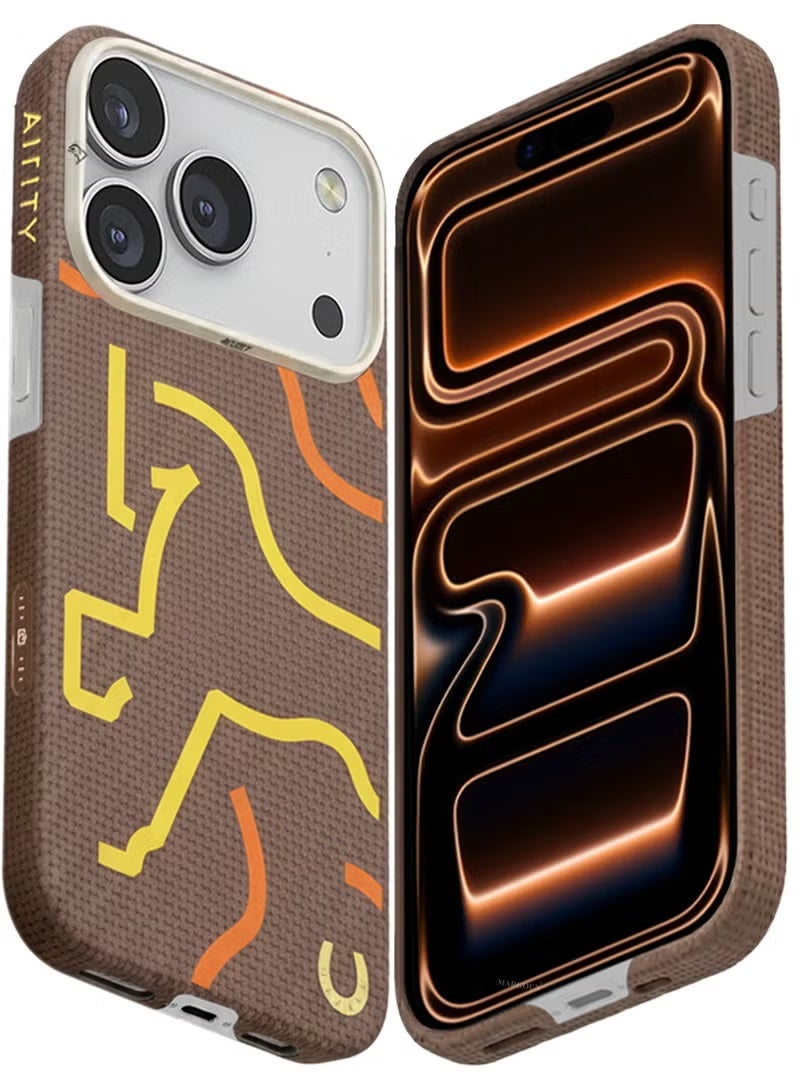 AIRITY Horse Style Bamboo Fiber Protective Case for iPhone 17 Pro – Ultra Durable Shockproof Protection, Slim Lightweight Premium Anti-Scratch Phone Cover, Brown & Yellow Luxury Design - Image 5