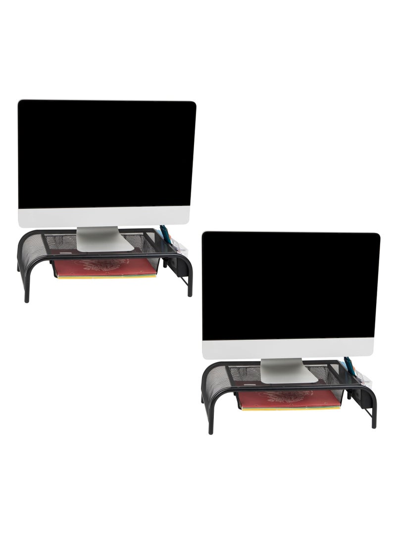 Mind Reader Mind Reader Monitor Stand Set of 2 Ventilated Laptop Riser Paper Tray Office Metal Mesh 20 L x 115 W x 55 H Black 