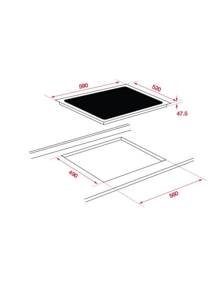 GL General General GL 4 Burners 60x52cm Ceramic Electrical Cooker, Anti Stain Easy to Clean Surface, Total Safety, 9 Power Levels, Heavy Duty, Touch Control  - Image 5