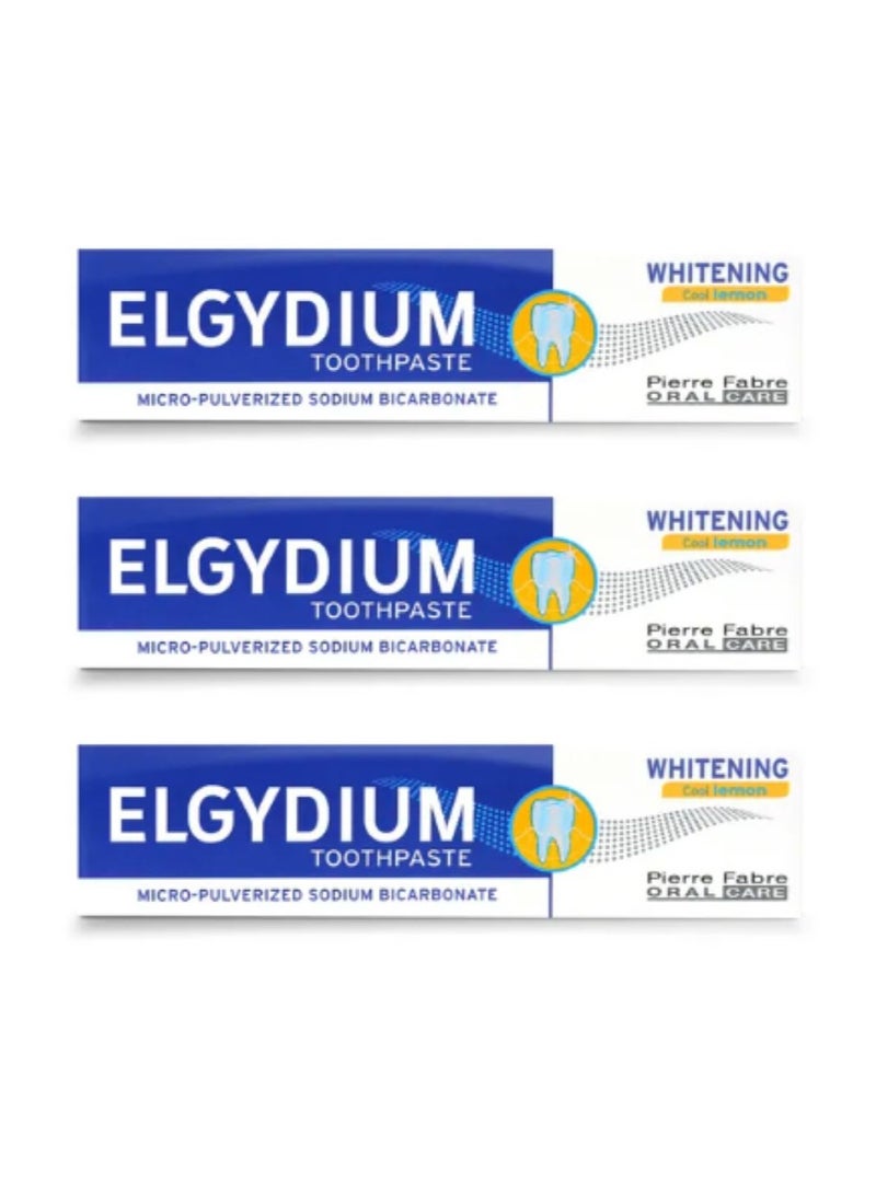 Elgydium Whitening Toothpaste, Cool Lemon 75ml 3PCS