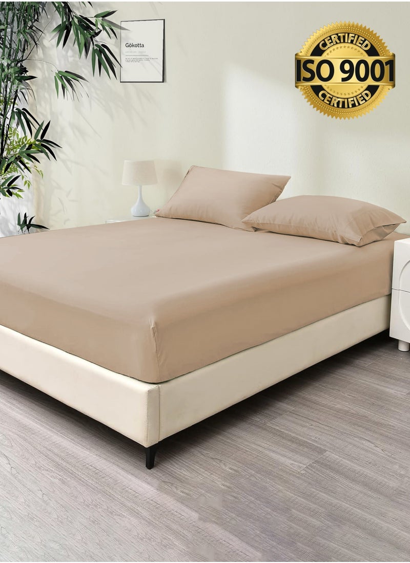 Master Home Textile - King 100% Rayon Of Bamboo Cooling Fitted Sheet, Fitted Sheet With Elastic 200x200+35 cm, Breathable Silky Soft, King Size 3 Pieces - Image 1