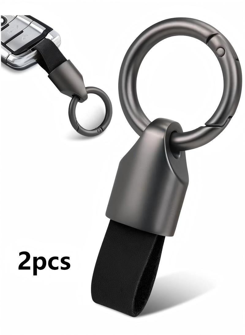 2pcs Car Key Chain Ring Clip, Keychain Ring For Keys, Auto Vehicle Key Chain Accessories,Universal Detachable Leather Car Keychain, Small Key Fob Accessory with O-Ring Keyrings - Image 1