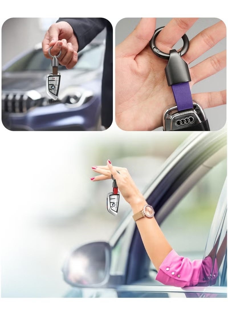 2pcs Car Key Chain Ring Clip, Keychain Ring For Keys, Auto Vehicle Key Chain Accessories,Universal Detachable Leather Car Keychain, Small Key Fob Accessory with O-Ring Keyrings - Image 3