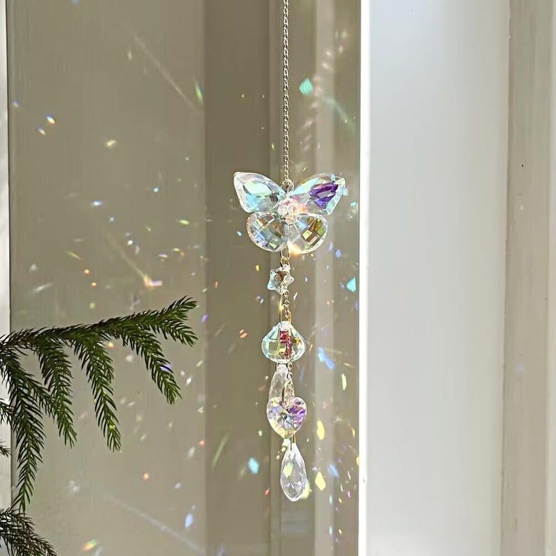 Afiaiwei Butterfly Crystal Sun Catcher Window Hanging Decoration Garden Rainbow Maker for Home Car Decoration - Image 1