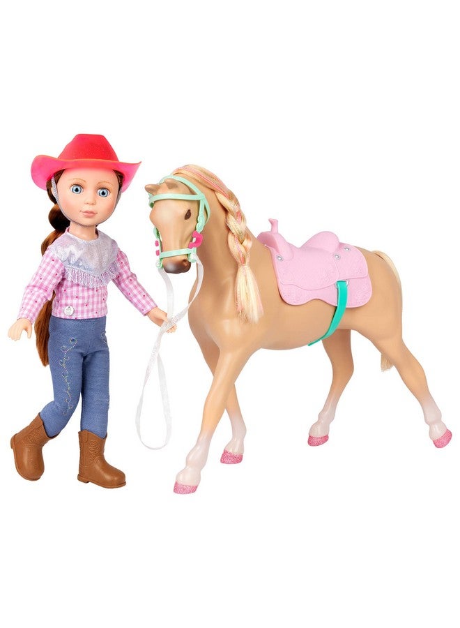 Glitter Girls Jaime Doll & Jumper Horse | 14 inch Equestrian Doll Wearing Clothes & Boots and Horse with Tan Coat and Pink Saddle - Toys for Girls 3+ Years Old - Image 1