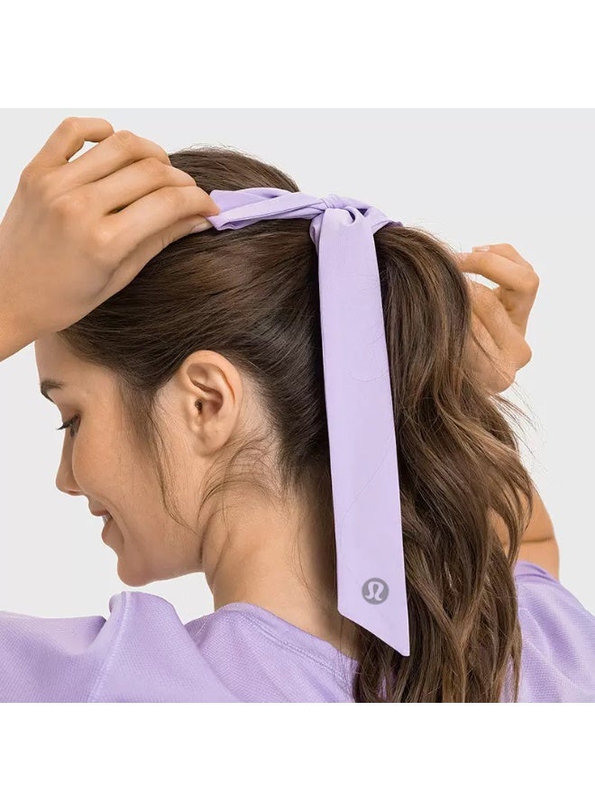 لولوليمون Lululemon satin tight headband with bow tie - a signature hair accessory for yoga, gym, and daily styling - Image 3