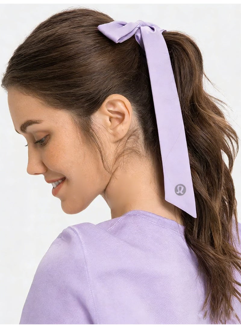 لولوليمون Lululemon satin tight headband with bow tie - a signature hair accessory for yoga, gym, and daily styling - Image 2