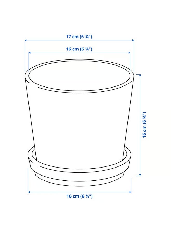 Dark Grey-Green & Light Beige Plant Pot with Saucer – Indoor & Outdoor Decorative Flower Pot, Durable and Stylish, 15 cm Diameter - Image 5