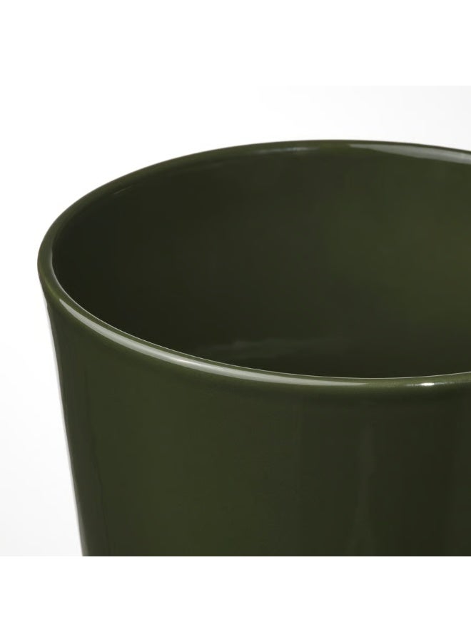 Dark Grey-Green & Light Beige Plant Pot with Saucer – Indoor & Outdoor Decorative Flower Pot, Durable and Stylish, 15 cm Diameter - Image 4